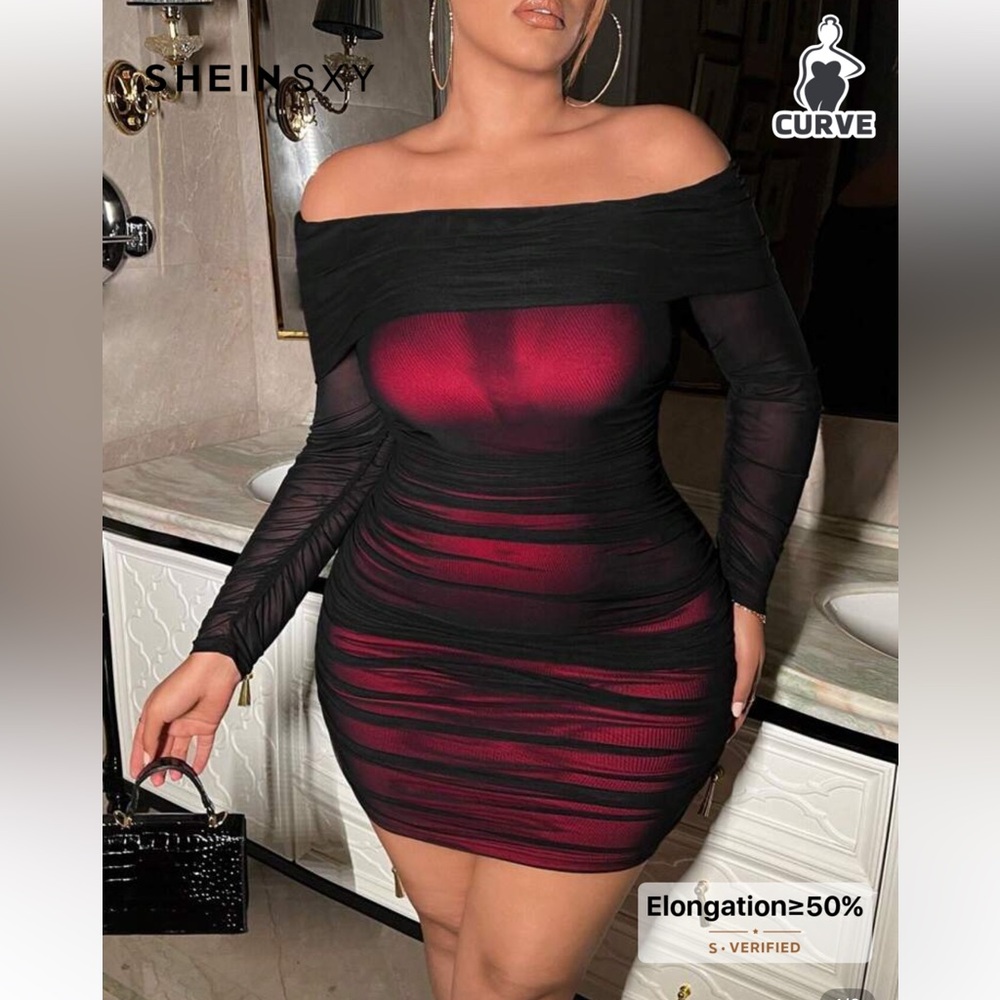 SHEIN SXY Off Shoulder Ruched Dress